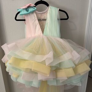 Birthday girl dress rainbow pastel